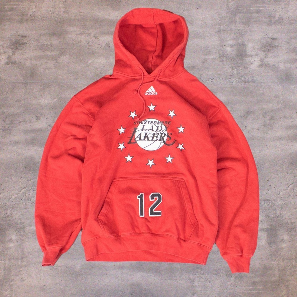 Y2K 2000's Adidas Center Swoosh Lakers Supreme Style Red Hoodie Sweater
